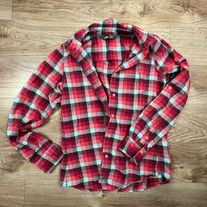 The North Face Red and Blue Plaid Women's Button Down Shirt